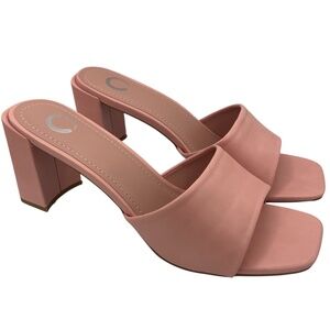 JOURNEE Collection vegan leather pink block heel sandals women’s Size 12